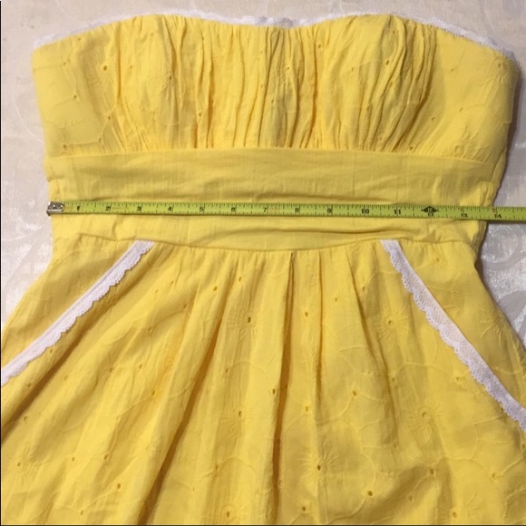 XOXO Yellow Eyelet pocket strapless retro pinup a line sexy summer dress 9 - Picture 6 of 8